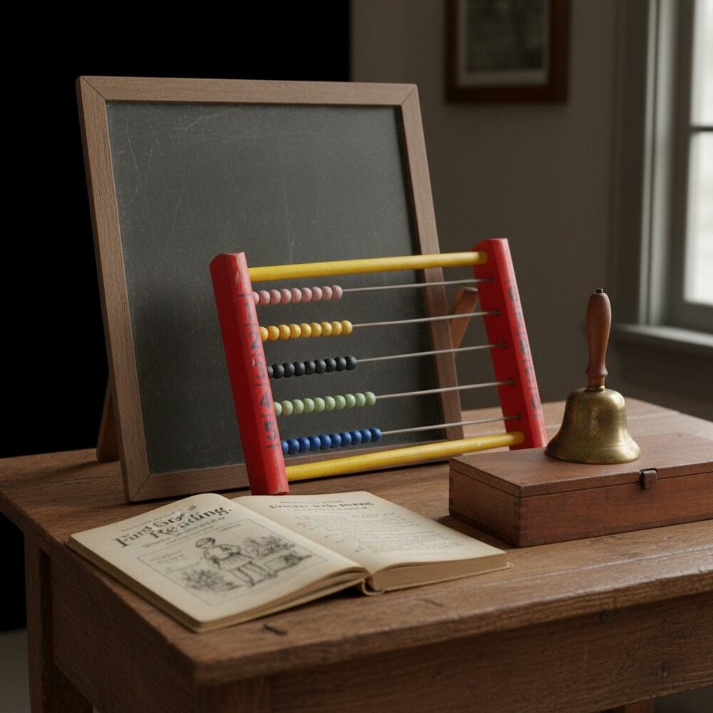 Vintage Wooden Childs Abacus-Primitive Schoolhouse-Montessori-Math Toy-Learning